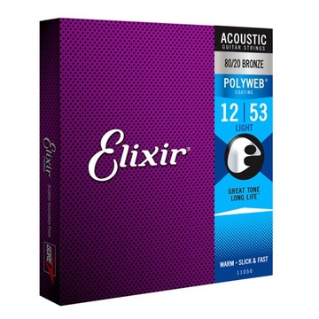 Струны для акустической гитары Elixir 11050 80/20 Bronze POLYWEB 12–53