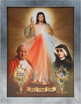 OBRAZ 45x35 JEZUS JEZU UFAM TOBIE SREBRNA RAMA