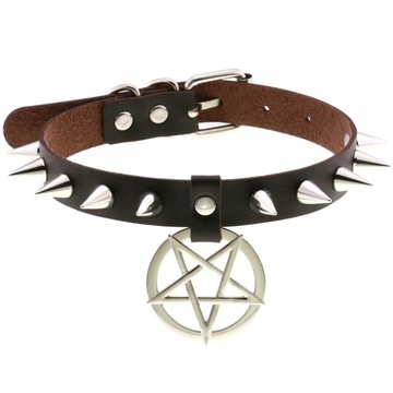 choker z kolcami pentagram kolce naszyjnik v1