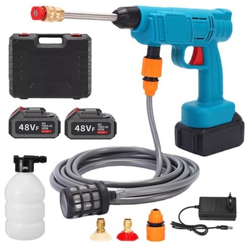 ELEKTRYCZNA AKUMULATOROWA MYJKA CIŚNIENIOWA MOCNA 48V 200W 2 AKU + SKRZYNKA