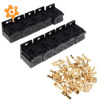 10 Pieces Automotive 5 Pin Relay Socket Holders with 6.3mm Copper Te~2035