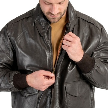 Kurtka skórzana pilotka Mil-Tec US A2 Leather Flight Jacket - Brązowa M