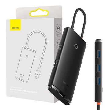 BASEUS HUB STACJA ROZDZIELACZ 6W1 USB-C DO 3X USB 3.0 USB-C 480MBPS HDMI 4K