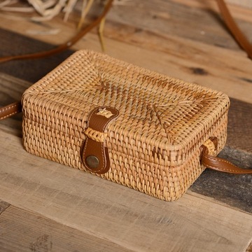 Сумка из ротанга Корзины для хранения Сумка Кожаный ремешок