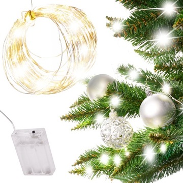 LAMPKI LED ŚWIĄTECZNE OZDOBNE DEKORACYJNE 10M 100LED CIEPŁY BIAŁY DRUCIKI