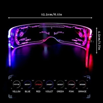 RGB LED ОЧКИ CYBERPUNK PARTY 7 ЦВЕТОВ