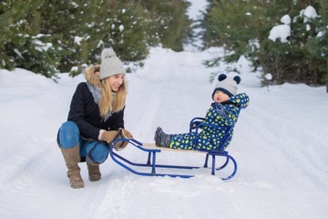 прочные ПОЛЬСКИЕ САНКИ, металл-дерево, детские, высокая СПИНКА+ПУШ