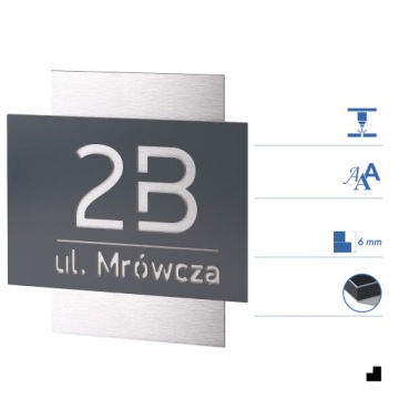 ТАБЛЕТКА С НОМЕРОМ ДОМАШНЕГО АДРЕСА АЛЮМИНИЙ 32x32 см