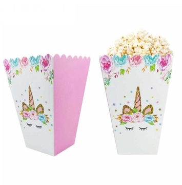 PUDEŁKA NA POPCORN PAPIEROWE Jednorożec Unicorn JI