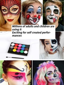 КРАСКИ ДЛЯ КРАСКИ ДЛЯ ЛИЦА МОЮЩИЕСЯ КРАСКИ ДЛЯ ТЕЛА НАБОР ИЗ 15 ЦВЕТОВ ДЛЯ ДЕТЕЙ