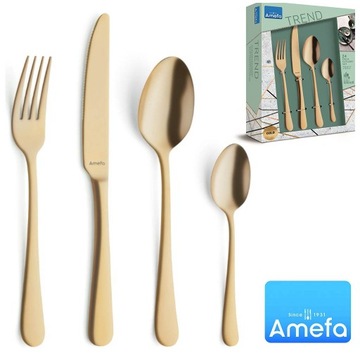 Sztućce Amefa 1410 TREND 24 szt dla 6 osób złote