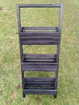 ДЕРЕВЯННАЯ ПОДСТАВКА ДЛЯ ЦВЕТОВ ПОДСТАВКА ЛЕСТНИЦА ДЛЯ ТЕРРАСЫ САДОВАЯ ПОДАРОЧНАЯ ЧЕРНАЯ