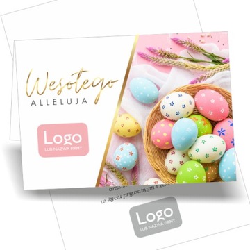 Kartki wielkanocne firmowe biznesowe tanio koperta A6 logo 100 SZT