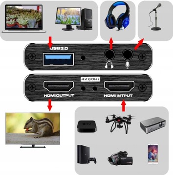 ВИДЕОГРАББЕР HDMI РЕГИСТРАТОР ИЗОБРАЖЕНИЙ USB 4K OBS КАРТА ПОТОКОВОГО ЗАХВАТА ПК