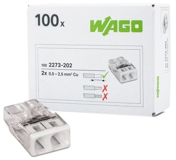 ZŁĄCZKA WAGO 2273-202 SZYBKOZŁĄCZKA 2x2,5 100 SZT