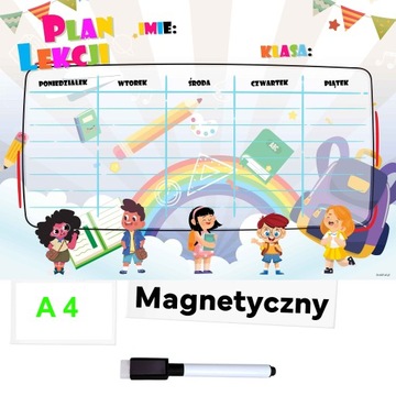 PLAN LEKCJI - PLANNER TABLICA MAGNETYCZNA NA LODÓWKĘ - A4