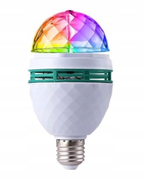 KULA DYSKOTEKOWA DISCO ŻARÓWKA E27 OBROTOWA LED RGB