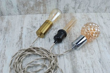 kabel len bawełna skręcany przewód w oplocie naturalnym lampa pająk 2x075