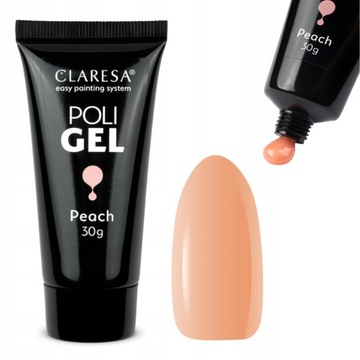 CLARESA POLI GEL Żel Budujący Peach 30g DO PAZNOKCI