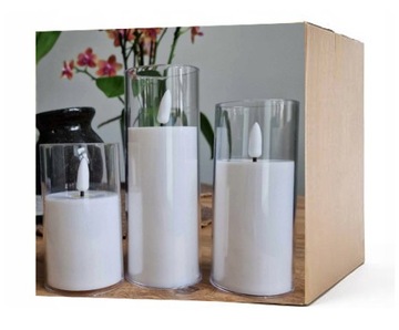 Свеча светодиодная во вставном корпусе, набор 3 шт. с батарейками - белая