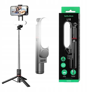 KIJEK DO SELFIE TRIPOD STATYW BLUETOOTH LAMPA LED