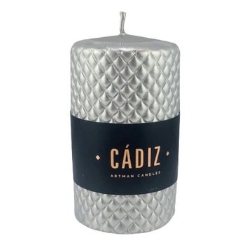 ŚWIECA CADIZ WALEC MAŁY FI7 SREBRNY H11CM