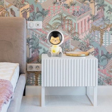 СВЕТОДИОДНЫЙ НОЧНИК КОТ АСТРОНАВТ - Подарок ребенку - ТЕПЛЫЙ СВЕТ