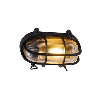 Kinkiet / Plafon owalny czarny IP44 - Noutica - E27 | 1 światło - Aluminium
