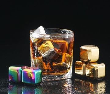 Металлические кубики Bartender для напитков виски, набор из 8 шт., серый футляр