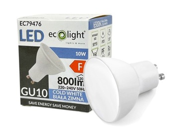 Żarówka LED GU10 10W=80W 6500K Biała Zimna