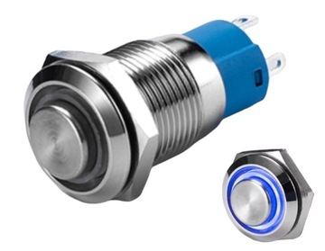 Włącznik przycisk monostabilny chwilowy reset 12mm 12V LED podświetlany