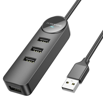 Borofone Adapter DH5 Erudite 4 w 1 USB na 4xUSB 2.0 1,2 metra czarny