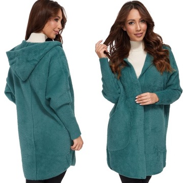 172_ ПАЛЬТО АЛЬПАКА с капюшоном, ДЛИННЫЙ oversize