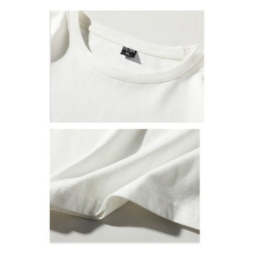 Męska prosta koszulka w jednolitym kolorze, luźnym kroju, bawełniana, z długim rękawem, M