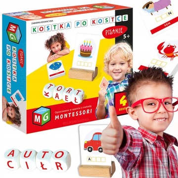 MONTESSORI KOSTKA PO KOSTCE. PISANIE 4 KOSTKI Multigra – ZABAWKA EDUKACYJNA
