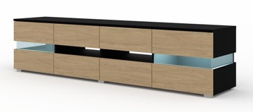 Szafka RTV VIPER 186 czarny mat / dąb stone + LED