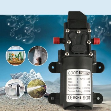 ВОДЯНОЙ НАСОС, МЕМБРАННЫЙ НАСОС 12 В, 70 Вт, 6 Л/МИН, 130 PSI ДЛЯ САДОВОГО КРАНА