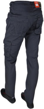 Spodnie W33 L30 Bojówki Grafitowo-Szare Rozciągliwe Różne Rozmiary Krótsze