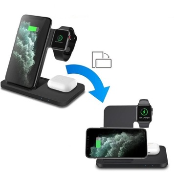 ИНДУКТИВНОЕ ЗАРЯДНОЕ УСТРОЙСТВО ДОК-СТАНЦИЯ APPLE IPHONE SAMSUNG QI USB 3IN1
