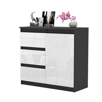 AGA комод, шкаф 80 см, 3 ящика, современный, вместительный, система TV GLOSS
