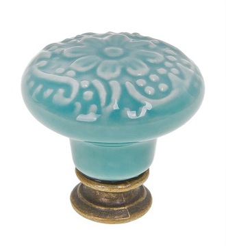 Gałka Meblowa PORCELANA ŻŁOBIONA morska 34 mm