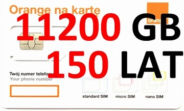INTERNET NA KARTĘ ORANGE FREE 11200 GB NA 150 LAT