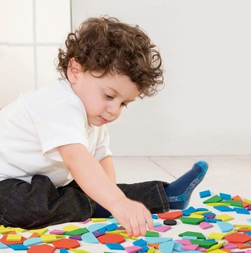 НАБОР ДЕРЕВЯННЫХ БЛОКОВ МОНТЕССОРИ ПАЗЛ ТАНГРАМ ЛОГИЧЕСКАЯ ИГРА МОЗАИКА