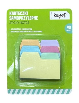 KARTECZKI SAMOPRZYLEPNE kolorowe 6x15 arkuszy