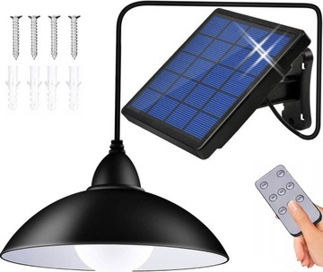 WISZĄCA LAMPA LED SOLARNA POKOJOWA OGRODOWA ŻYRANDOL Z PILOTEM CZUJNIKI