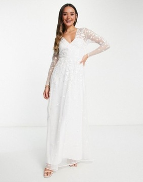 ASO EDITION BIAŁA SUKNIA HAFTY V NECK (36)