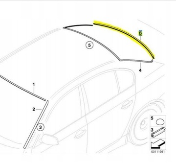 BMW 5 E60 Оригинальный нижний уплотнитель заднего стекла
