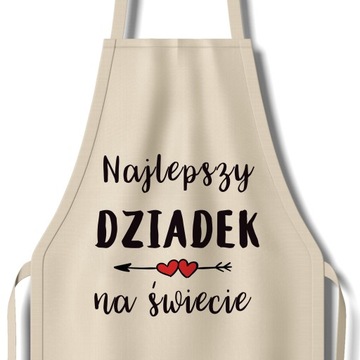 Fartuch Bawełniany Beżowy Najlepszy Dziadek na Świecie Prezent Wiele Wzorów