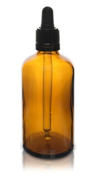 Butelka szklana brązowa 100ml z pipetą czarną