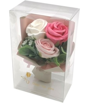 BUKIET MYDLANY KWIATY FLOWER BOX WALENTYNKI/DZIEŃ MATKI/BABCI RÓŻE